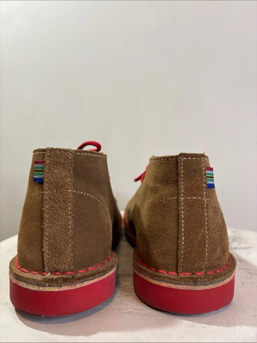 Veldskoen Heritage Pinotage Red Sole Red Laces Suede Leather Chukka Boot US 8